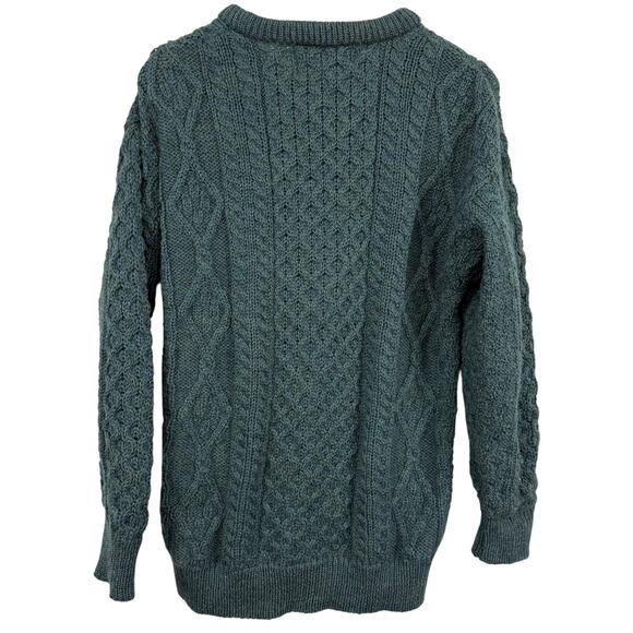 Aran Sweater Market Fisherman Dark Green Cable Knit Ireland Made Sweater sz M - Picture 13 of 16